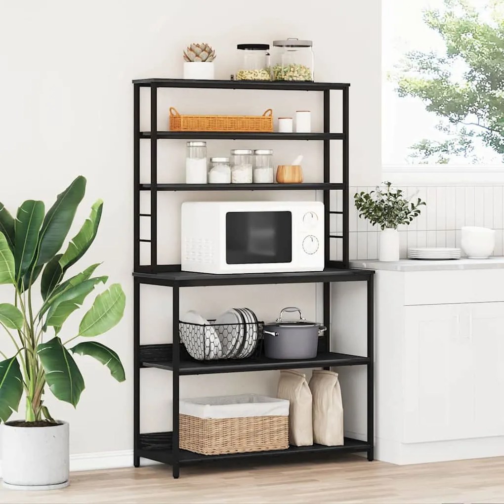 vidaXL Ράφι Κουζίνας Μαύρη Οξυά 100 x 40 x 168 εκ Επεξεργασμένο ξύλο