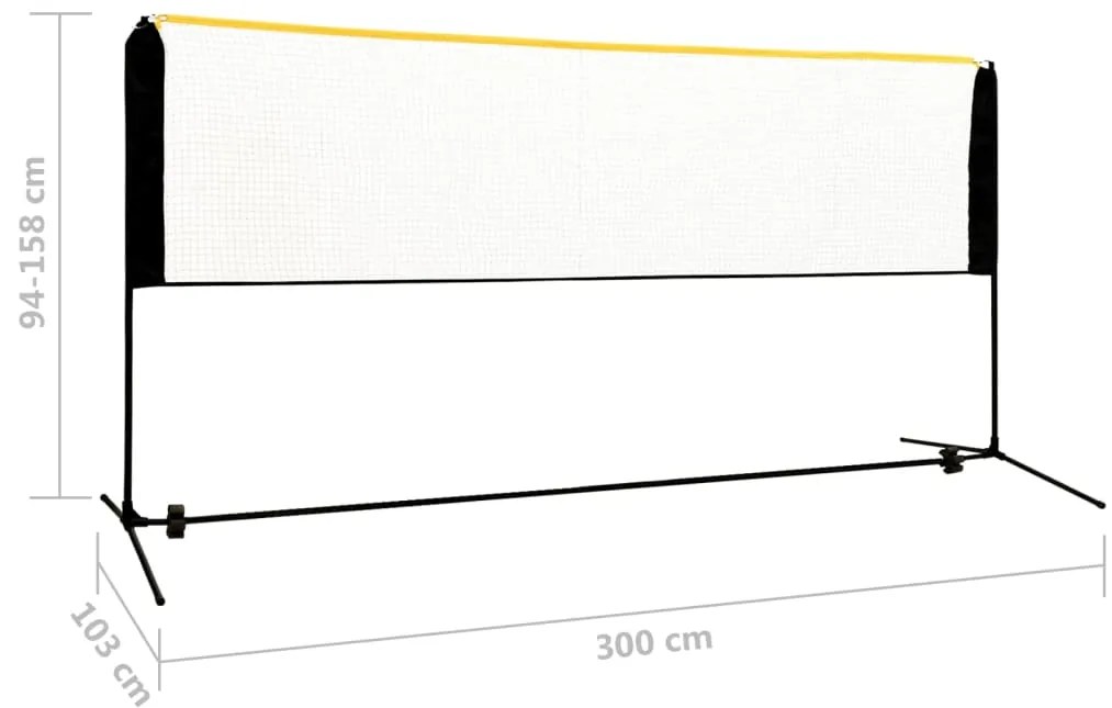 vidaXL Φιλέ Μπάντμιντον Ρυθμιζόμενο 300 x 103 x 94-158 εκ. Μεταλλικό