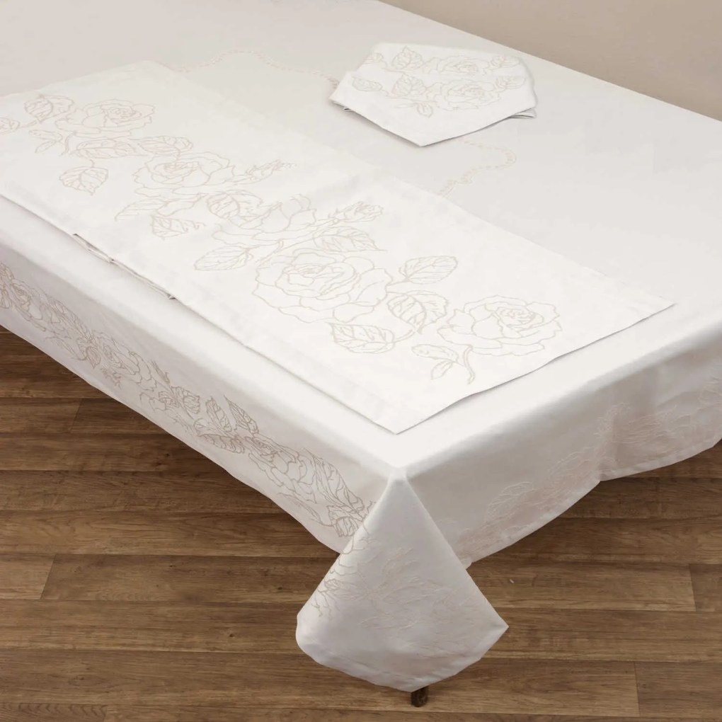 Τραπεζομάντηλο Ζακάρ Des.2410 1.Ivory Anna Riska 165X260 165x260cm Cotton-Polyester
