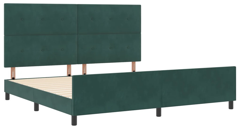 vidaXL Κρεβάτι Dark Green 200x200 εκ. Βελούδο