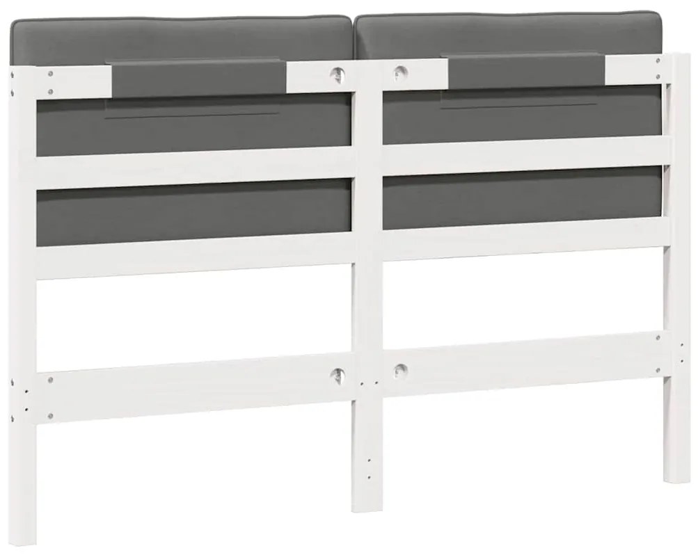 vidaXL Ταπετσαρισμένο κεφαλάρι Λευκό και Ανοιχτό Γκρι 140 cm