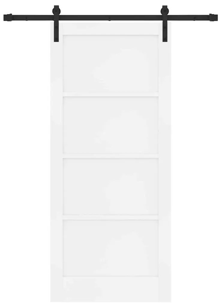 vidaXL Συρόμενη Πόρτα Λευκό και μαύρο 86 x 198.5 cm