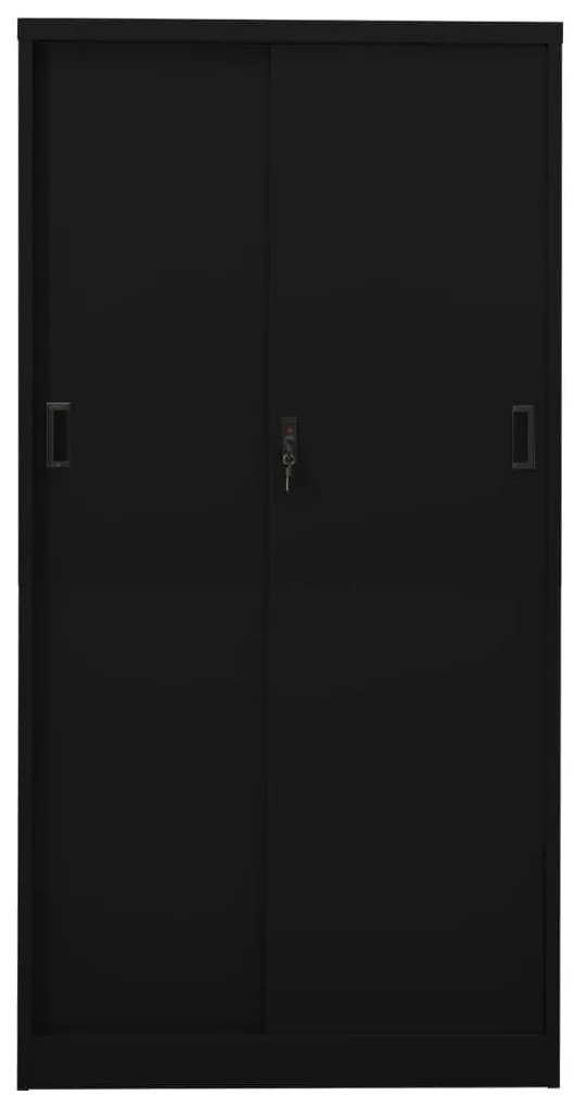 Ντουλάπι Γραφείου με Συρόμενη Πόρτα Μαύρο 90x40x180 εκ Ατσάλινο - Μαύρο