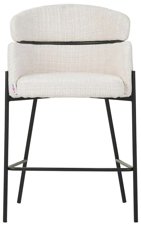 Σκαμπό μπαρ Tolerse Inart μπεζ ύφασμα-πόδι μαύρο μέταλλο 2αδα 55x60x97 εκ.