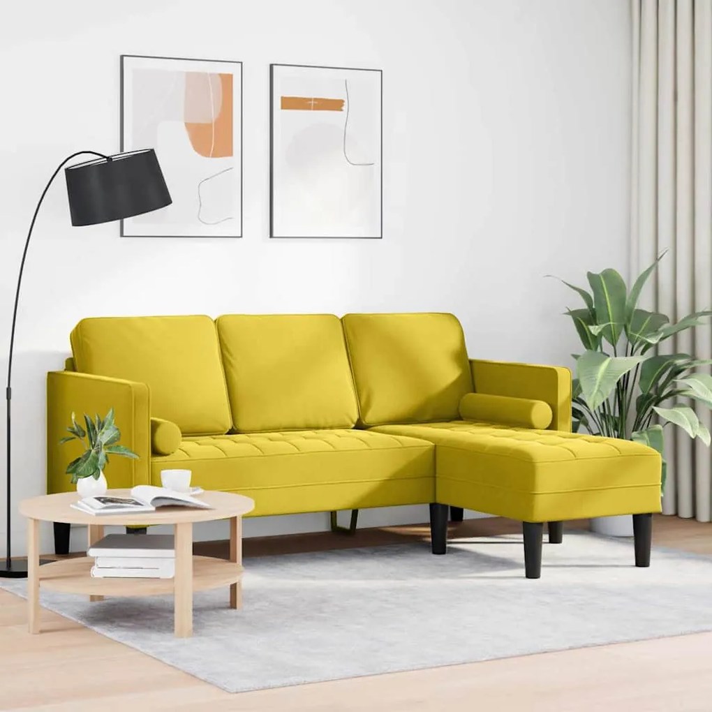 vidaXL Γωνιακός Καναπές Κίτρινος 173x131x67 εκ. Βελούδο