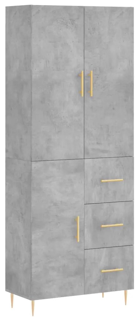 vidaXL Ντουλάπι Γκρι Σκυροδέματος 69,5x34x180 εκ. Επεξεργασμένο Ξύλο