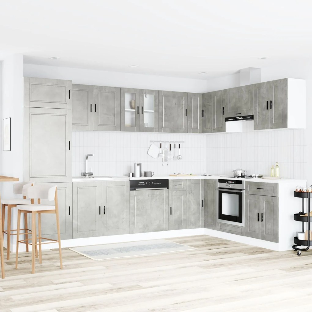 vidaXL Ντουλάπι Βάσης Sink ""Porto"" με Νιπτήρα Γκρίζο Σκυρόδεμα 80x46x84,5 εκ Επεξεργασμένο Ξύλο