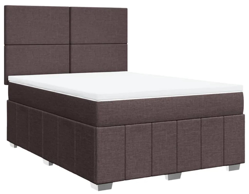 vidaXL Κρεβάτι Boxspring με Στρώμα Σκούρο Καφέ 140x200 εκ Υφασμάτινο