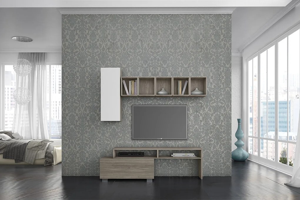 Σύνθεση σαλονιού &quot;SMART 3A&quot; σε χρώμα σταχτί-λευκό