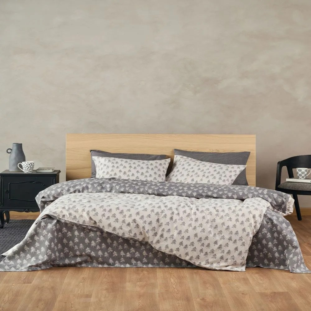 Σεντόνια Φανελένια Abete 15 (Σετ 3τμχ) Greige Kentia Μονό 170x275cm 100% Cotton