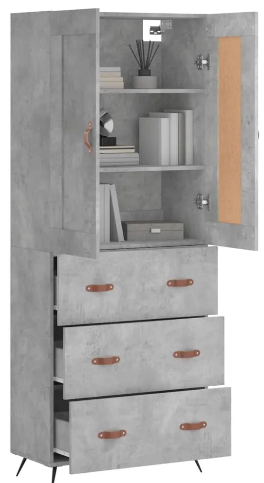 vidaXL Ντουλάπι Γκρι Σκυροδέματος 69,5x34x180 εκ. Επεξεργασμένο Ξύλο