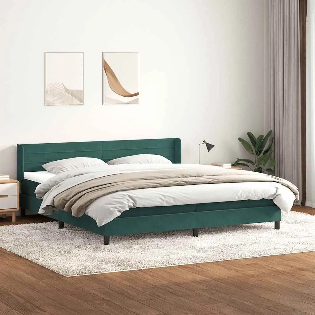 ΚΡΕΒΑΤΙ BOXSPRING ΜΕ ΣΤΡΩΜΑ ΣΚΟΥΡΟ ΠΡΑΣΙΝΟ 200X210ΕΚ. ΒΕΛΟΥΔΙΝΟ 3318216