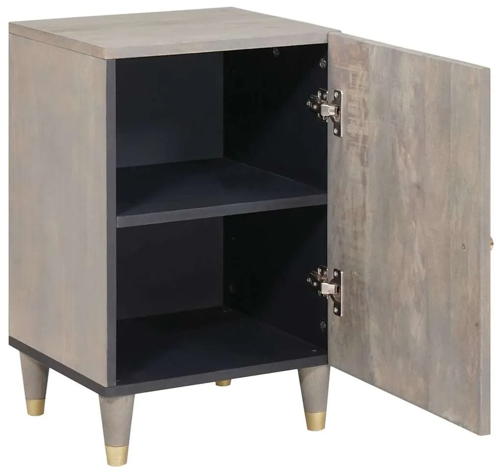vidaXL Ντουλάπι Μπάνιου Γκρι 38 x 33 x 58 εκ. Μασίφ ξύλο μάνγκο