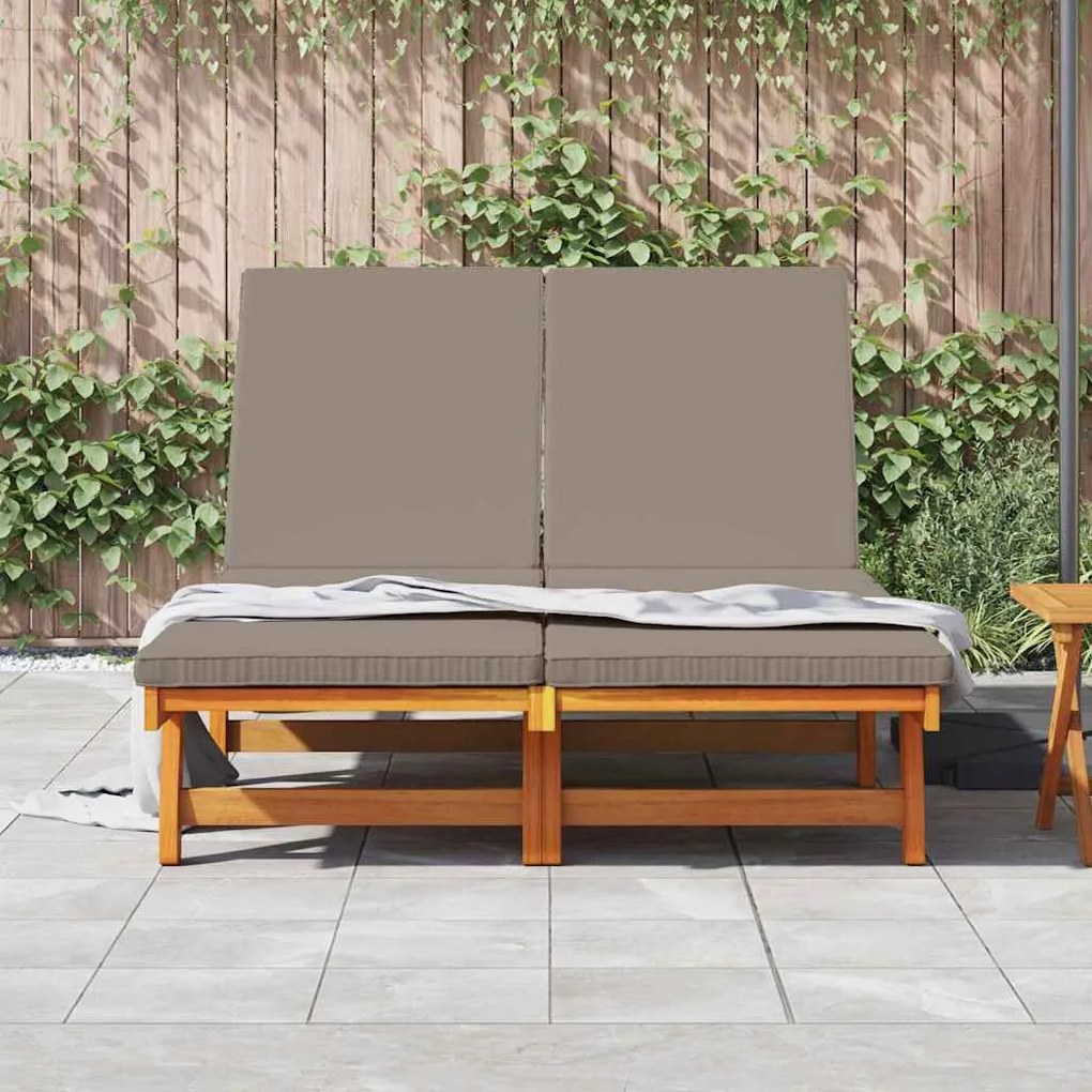 vidaXL Ξαπλώστρα 2-πρόσωπο Καφέ 125 x 200 x 84 εκ. Μασίφ ξύλο ακακίας