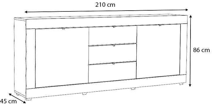 Μπουφές μελαμίνης Ocean Megapap χρώμα ανθρακί 210x45x86εκ.