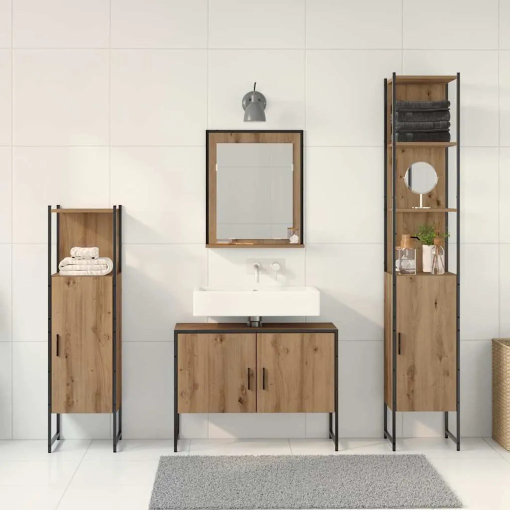 vidaXL Σετ Επίπλων Μπάνιου με αποθήκευση 4 pcs Καφέ 33 x 33 x 185.5 εκ