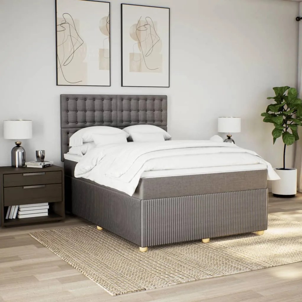 ΚΡΕΒΑΤΙ BOXSPRING ΜΕ ΣΤΡΩΜΑ TAUPE 140X190 ΕΚ. ΥΦΑΣΜΑΤΙΝΟ 3294369