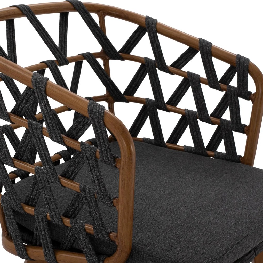 Καρέκλα - Πολυθρόνα RICKO C5782.11 Καφέ Αλουμινίου με Γκρί Κορδόνι 57x61x79 εκ. 57x61x79 εκ.