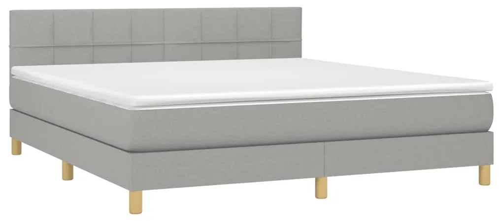 vidaXL Κρεβάτι Boxspring με Στρώμα & LED Αν.Γκρι 180x200 εκ Υφασμάτινο