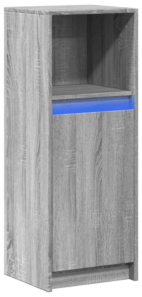 vidaXL Ντουλάπι με Φώτα LED Γκρι Sonoma 38x34x100εκ Επεξεργασμένο Ξύλο