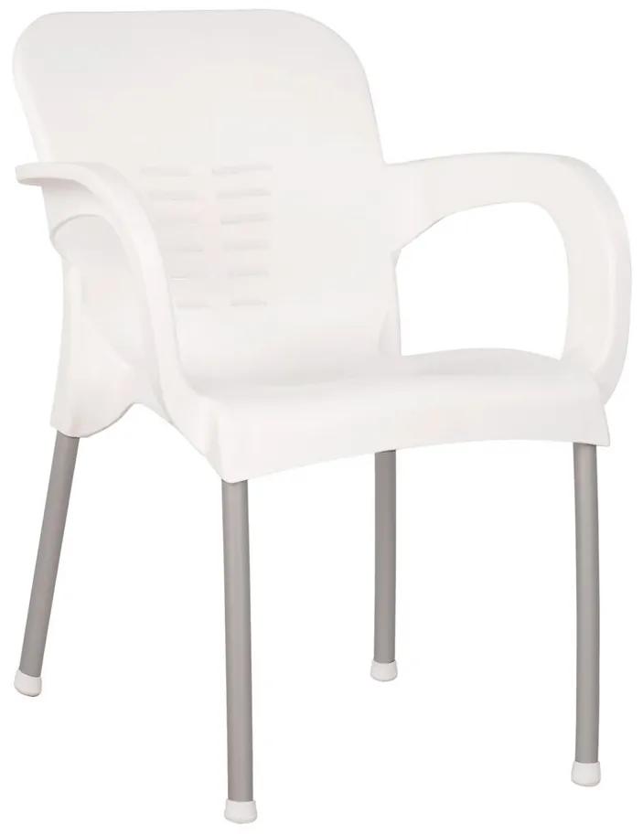 14720007 Καρέκλα Κήπου Λευκό PP 60x50x80xcm Μέταλλο/PP, 1 Τεμάχιο