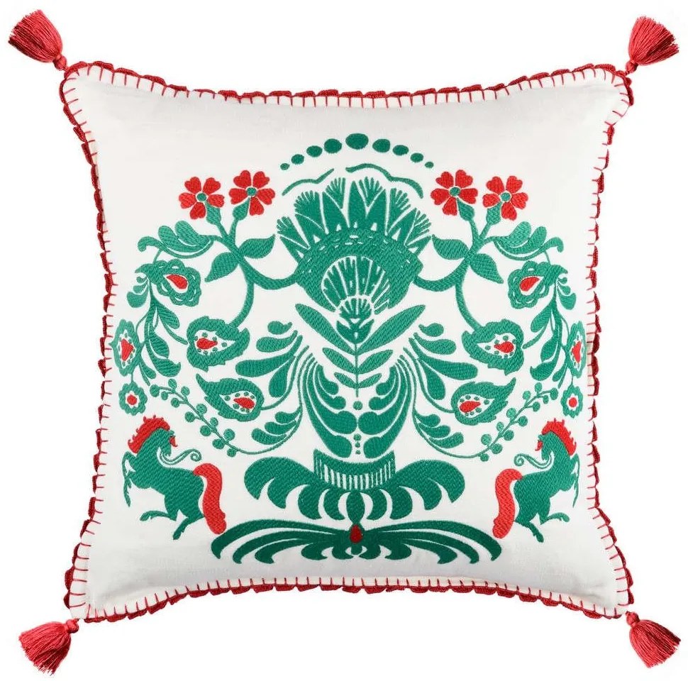 Μαξιλάρι Διακοσμητικό (Με Γέμιση) Horse Parade LC40081 50x50 Green-Red MindTheGap 50Χ50 Feather