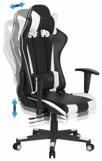 Καρέκλα gaming Berwyn 308, Μαύρο, Άσπρο, 125x71x71cm, 29 kg, Με μπράτσα, Με ρόδες, Μηχανισμός καρέκλας: Κλίση | Epipla1.gr