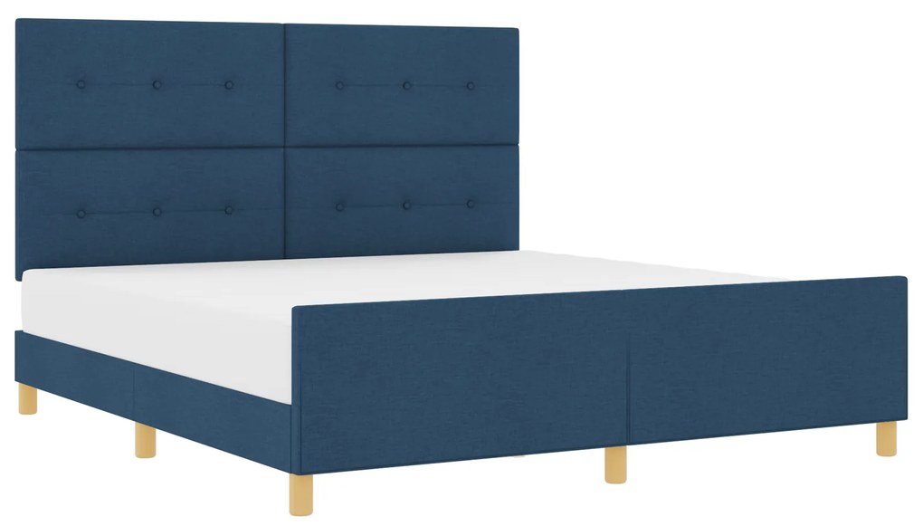 vidaXL Σκελετός Κρεβατιού με κεφαλάρι Μπλε 180 x 200 cm ύφασμα