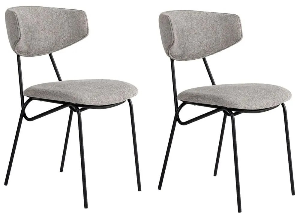 Καρέκλα Nancy (Σετ 2Τμχ) 566WYL1137 48x59x80cm Grey-Black Μέταλλο,Ύφασμα