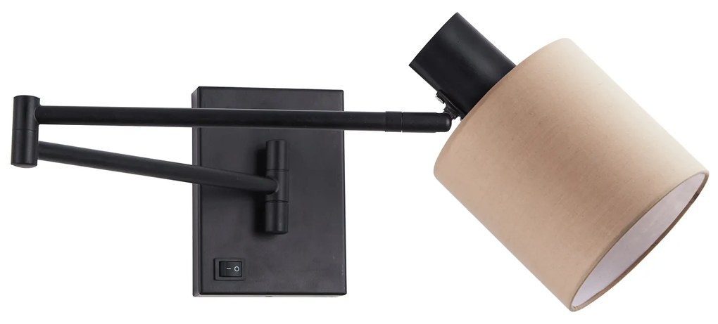 Φωτιστικό Τοίχου - Απλίκα SE21-BL-52-SH3 ADEPT WALL LAMP Black Wall Lamp with Switcher and Brown Shade+ - 77-8874 - 51W - 100W - 77-8874