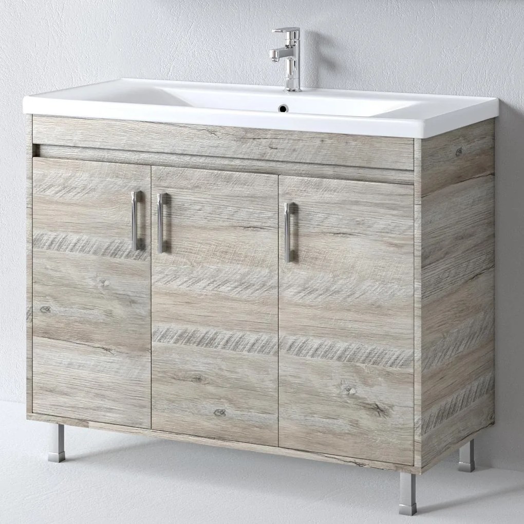 Bathroom Βench with Sink SAVINA 100 Natural Oak 97x44x83 cm 100x46x85 εκ.