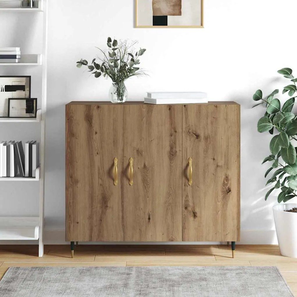 vidaXL Πλαϊνό γραφείο Καφέ 90 x 34 x 80 εκ. Επεξεργασμένο ξύλο