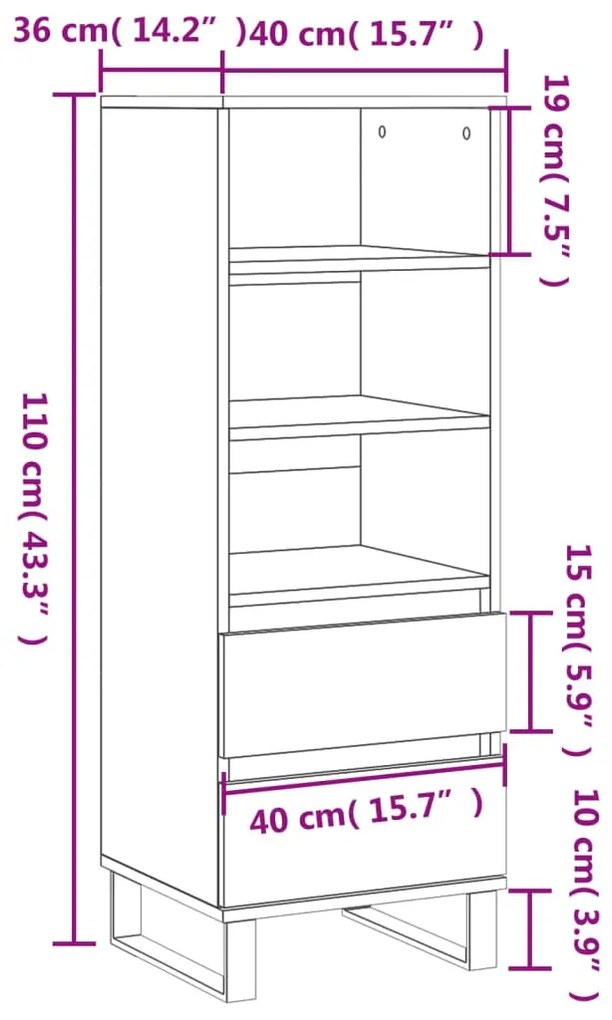 Ντουλάπι Γκρι Sonoma 40x36x110 εκ. από Επεξεργασμένο Ξύλο - Γκρι