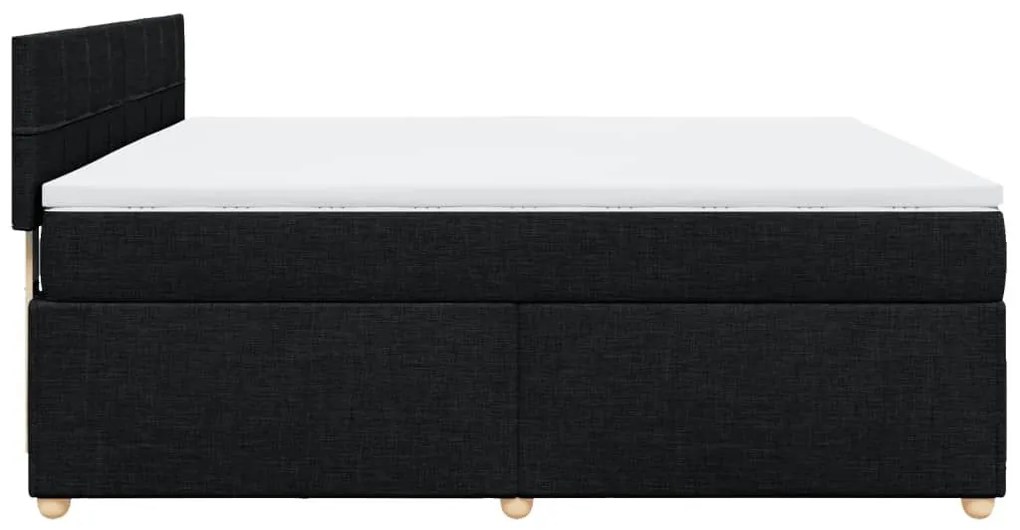 Κρεβάτι Boxspring με Στρώμα Μαύρο 180x200 εκ. Υφασμάτινο - Μαύρο