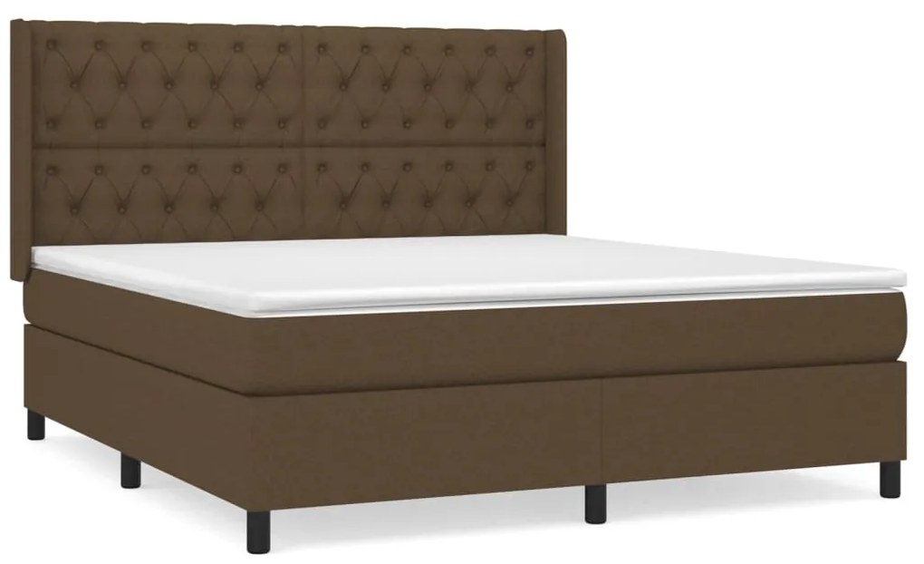 vidaXL Κρεβάτι Boxspring με Στρώμα Σκούρο Καφέ 160x200 εκ Υφασμάτινο