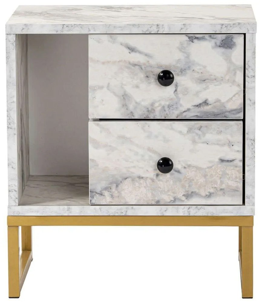 Κομοδίνο Glimmer 241NRD1409 45,2x29,5x50cm Marble Effect White-Gold