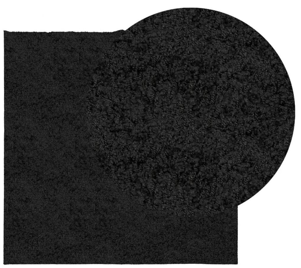 Χαλί Shaggy με Ψηλό Πέλος Μοντέρνο Μαύρο 160 x 160 εκ. - Μαύρο