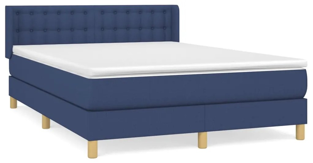 vidaXL Κρεβάτι Boxspring με Στρώμα Μπλε 140x190 εκ. Υφασμάτινο