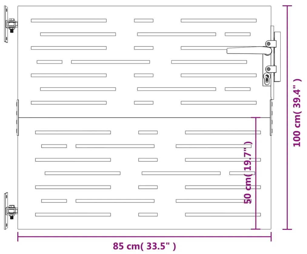 Πύλη Κήπου με Τετράγωνο Σχέδιο 85 x 100 εκ. από Ατσάλι Corten - Καφέ