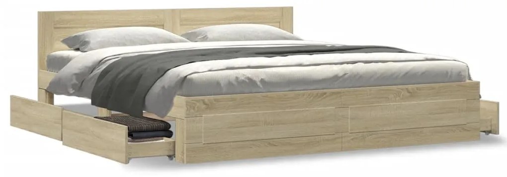 vidaXL Πλαίσιο Κρεβατιού με Κεφαλάρι Sonoma Δρυς 200x200εκ. Επεξ. Ξύλο