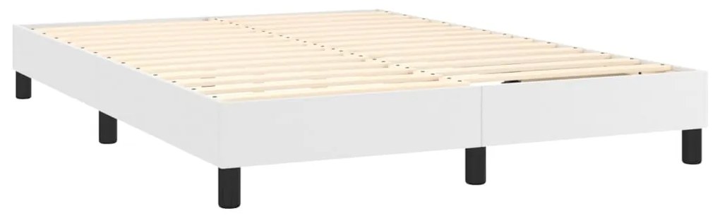 vidaXL Κρεβάτι Boxspring με Στρώμα Λευκό 140x200εκ.από Συνθετικό Δέρμα