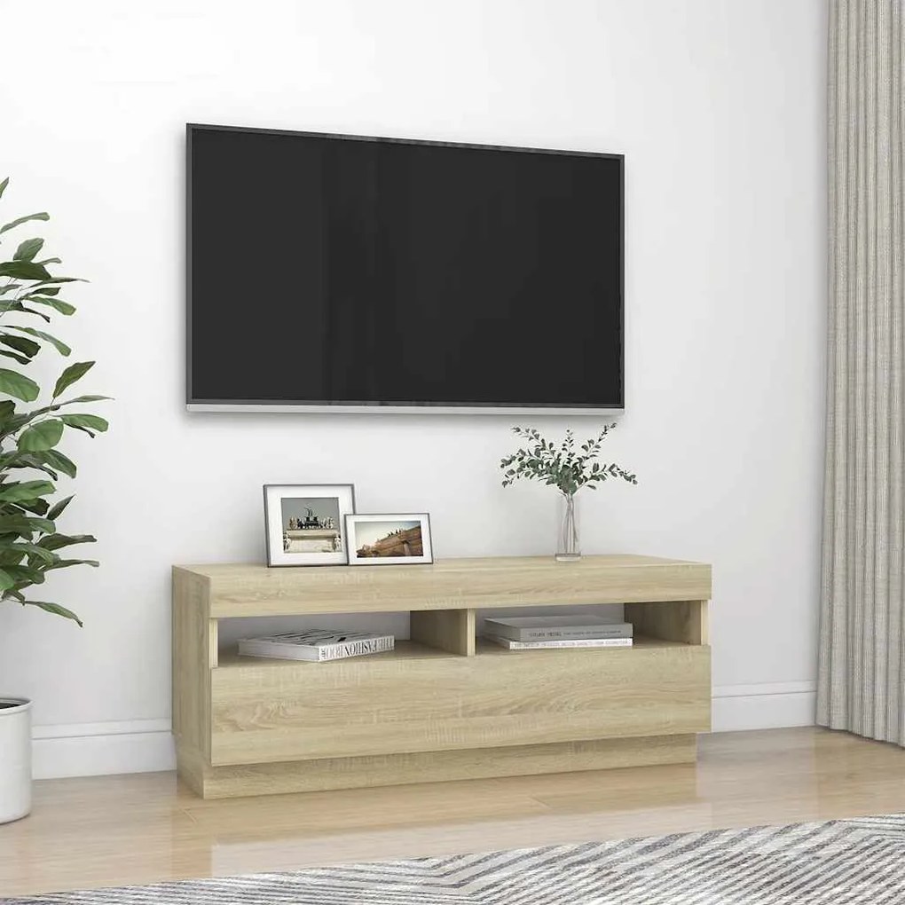 vidaXL Έπιπλο Τηλεόρασης με Φωτισμό LED Sonoma Δρυς 100 x 35 x 40 εκ.