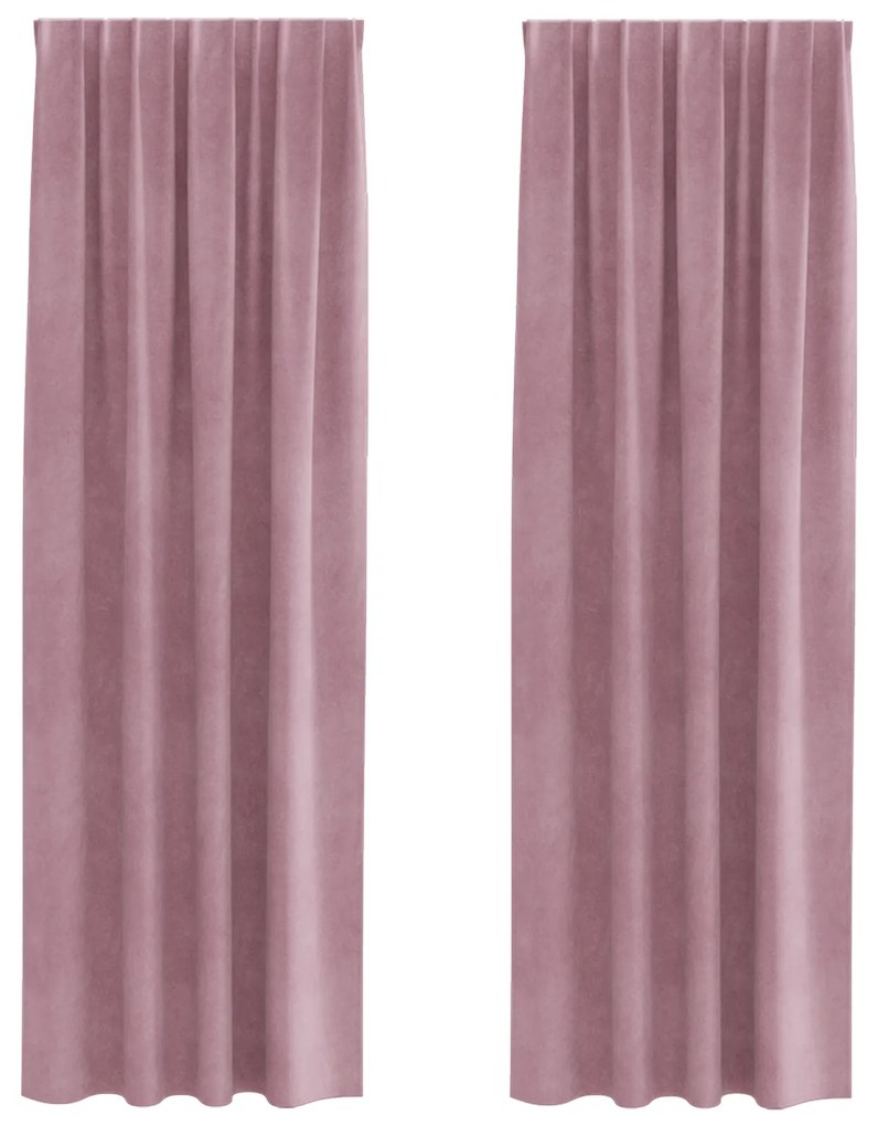 vidaXL Curtains Blackout με Ταινία κορυφής 2 τμχ Ροζ βελούδο