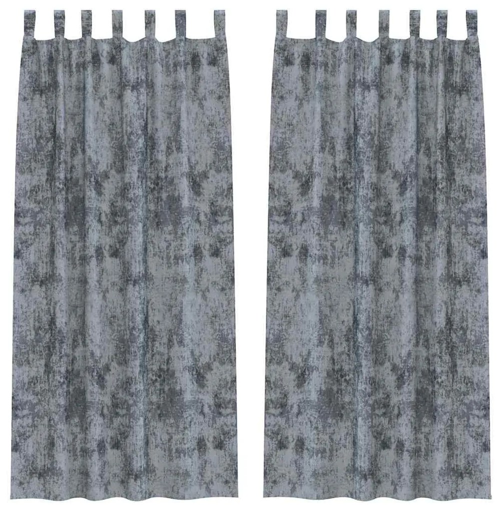 vidaXL Κουρτίνα με κουρτίνες 2 pcs Ασημί γκρι 225 x 140 εκ. Βελούδο