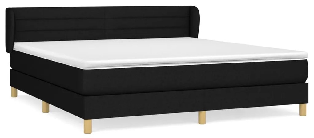 Κρεβάτι Boxspring με Στρώμα Μαύρο 180x200 εκ. Υφασμάτινο - Μαύρο