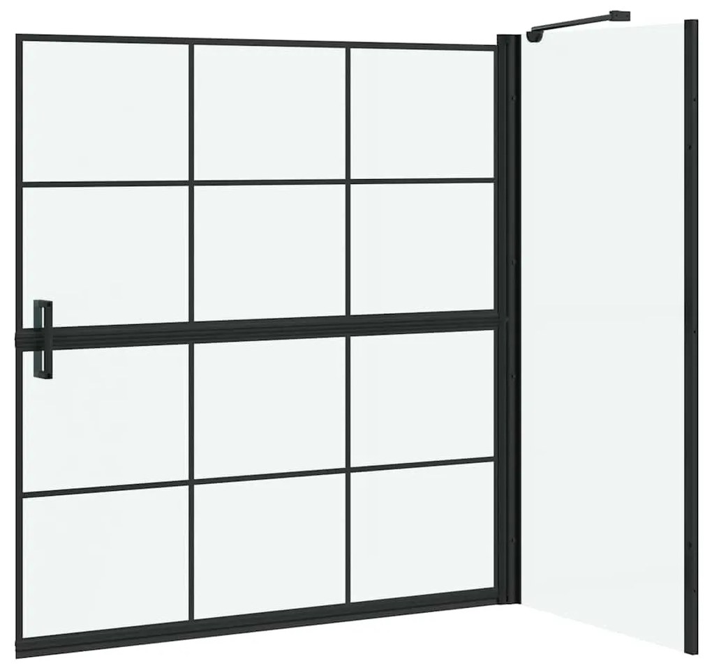 vidaXL Οθόνη ντους μπάνιου Μαύρο και Διαφανές 116 x 68 x 128 εκ.