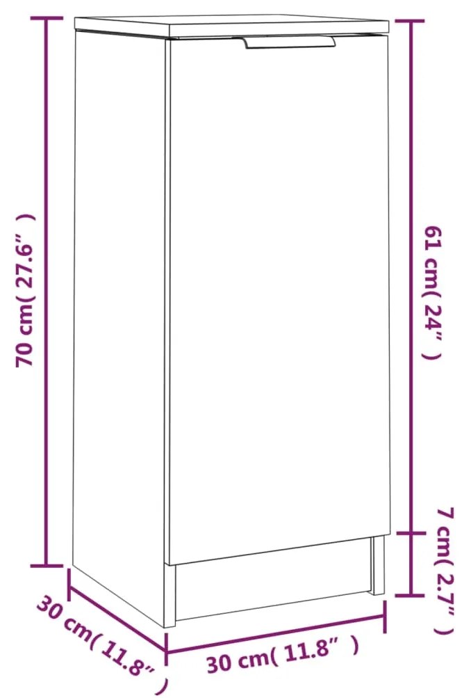 Ντουλάπι Γκρι Σκυροδέματος 30x30x70 εκ. Επεξεργασμένο Ξύλο - Γκρι