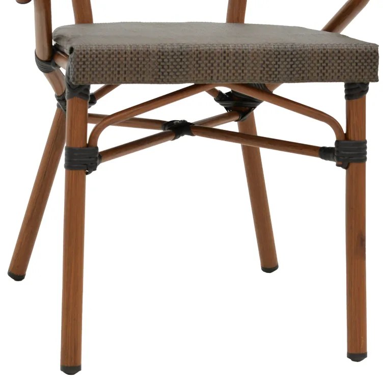 Πολυθρόνα Isaia pakoworld καρυδί αλουμίνιο-textilene μαύρο 57x57x83εκ