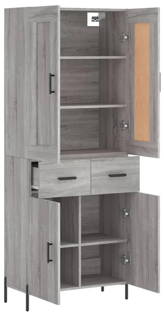 vidaXL Ντουλάπι Γκρι Sonoma 69,5 x 34 x 180 εκ. Επεξεργασμένο Ξύλο