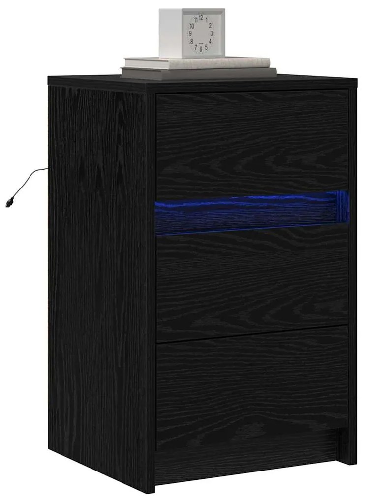 vidaXL Κομοδίνο with Μαύρη δρυς 38 x 34 x 61 εκ. Επεξεργασμένο ξύλο